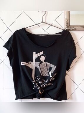 Panic! At The Disco Upcycled Reconstructed Graphic Crop Top | Black | Size L